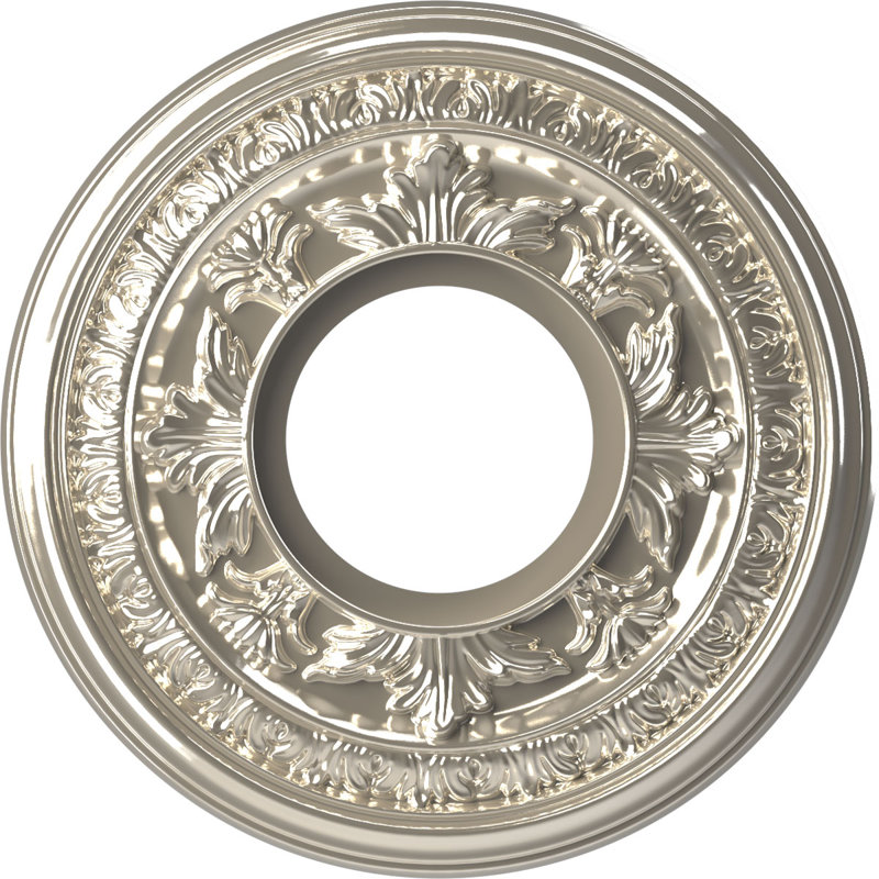 Médaillon de plafond en PVC thermoformé Baltimore, Chrome brillant, H 10 po x l 10 po x P 0,75 po
