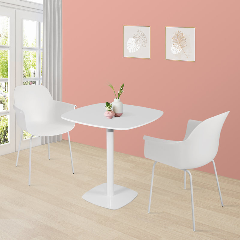 Oval Metal Base Dining Table, White