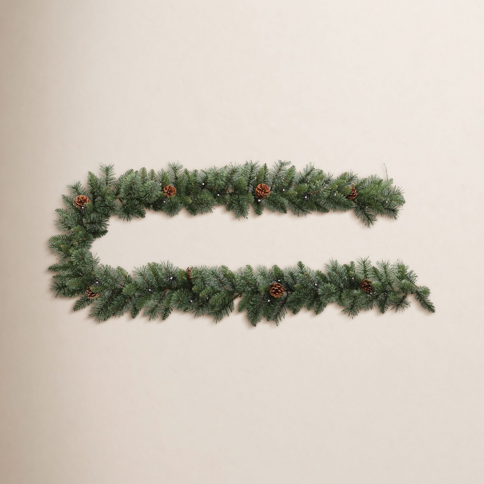 8.83 Ft Artificial Winter Christmas Pre-Lit Garland, Faux Cedar Greenery Front Door Garland Plant With LED Lights For Wedding Backdrop Arch Wall Decor