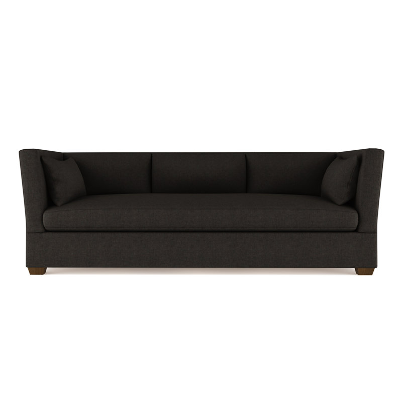 Rivington Flare Square Track-Arm Sofa, Plush Velvet Chocolate, 31" H x 96" W x 37" D, Ebony