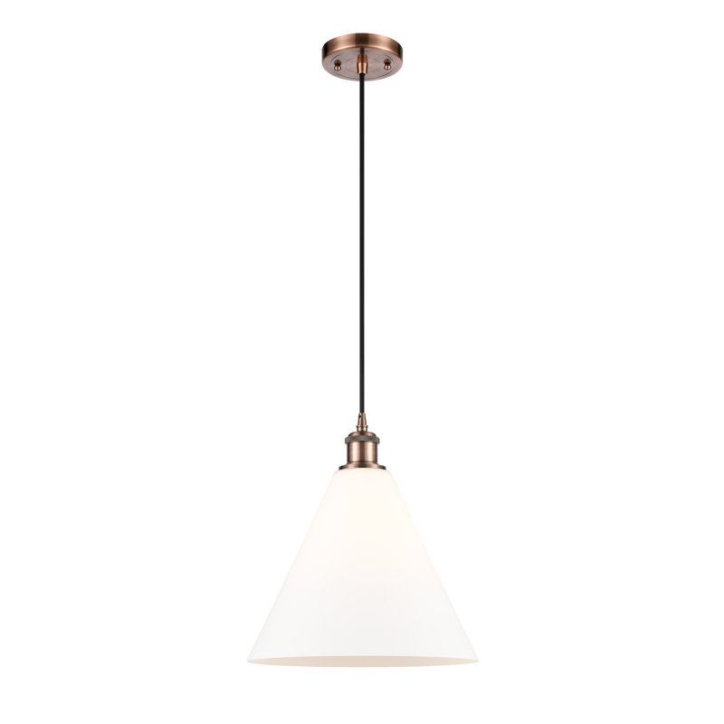Luminaire suspendu conique à 1 lumière, Cuivre antique