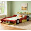 Lit plateforme pleine grandeur en forme de voiture de course avec roues, durable et sécuritaire pour les chambres d'enfants-201235674
