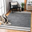 Tapis rayé en coton / laine tissé à la main en noir / blanc Henneman-342060418