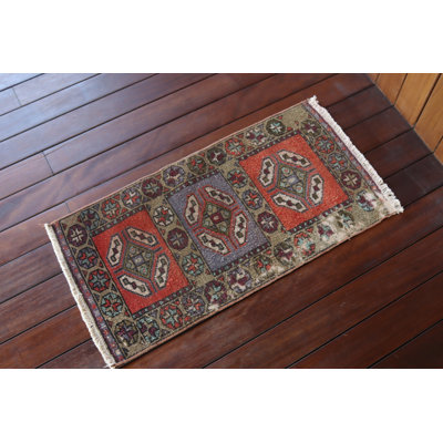 Handmade Turkish Rug in Vintage Style for Authentic Rustic Home Decor Perfect as a Small Entryway Mat