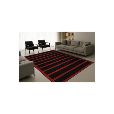 Tapis tissé à rayures rouge Mosso