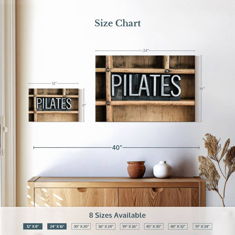 Typographie de métal Sirci Pilates, H 16 po x l 24 po