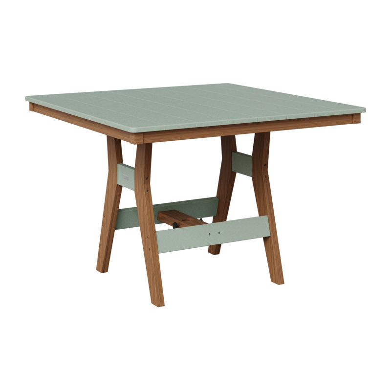 Harbor Outdoor Square Dining Table, Antique Mahogany, Seafoam, 38.37" H x 44" W x 44" D