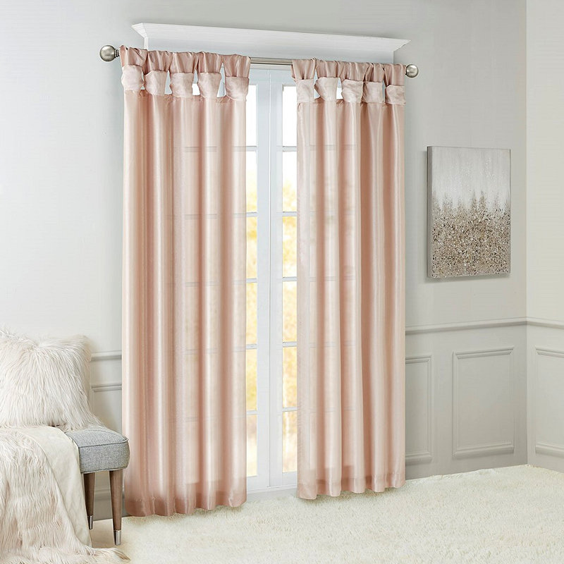 Panneau de rideau de fenêtre Twist Tab, L 50,05 po x L 84,05 po, Rosé