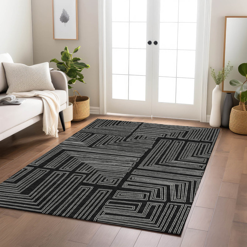 Tapis intérieur / extérieur lavable à la machine Chayden ACN1045, Rectangle 5 pi x 7 pi 6 po