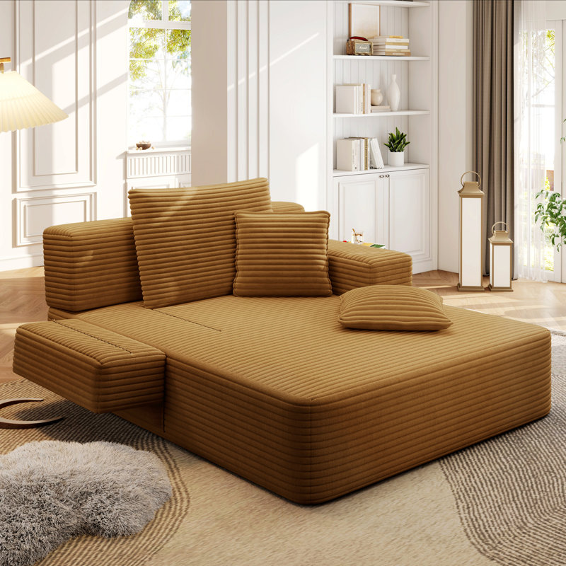 Canapé-lit convertible sans cadre avec rangement latéral et canapé intérieur pour la détente
