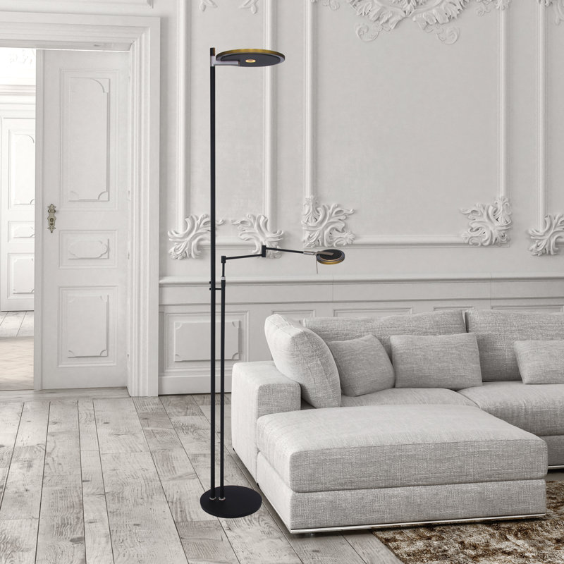 Tasoula 185 H cm Torchiere Floor Lamp, Black