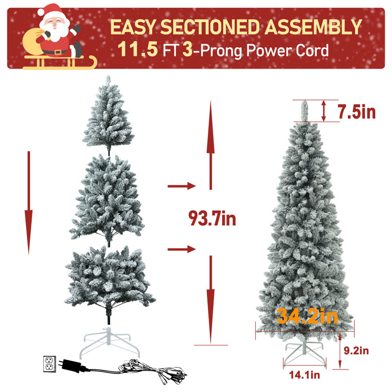 Arbre de Noël Zaid, 7.5', Lumières transparentes/blanches, Vert