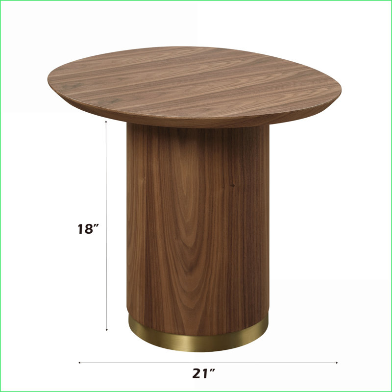 Table basse à piédestal en noyer pour petits espaces, peu encombrante et décor de salon élégant