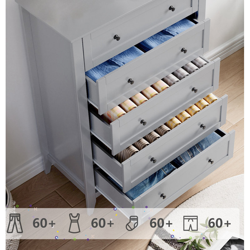 Commode 5 tiroirs 5 tiroirs, Gris