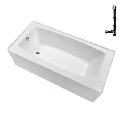 Streamline 60 in. x 30 in. Acrylic Left-Hand Drain Alcove Bathtub in Glossy White With External Drain