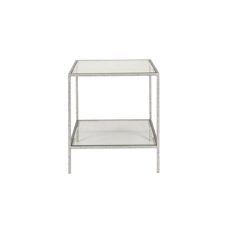 Kayce Glass End Table with Storage, Royal Silver
