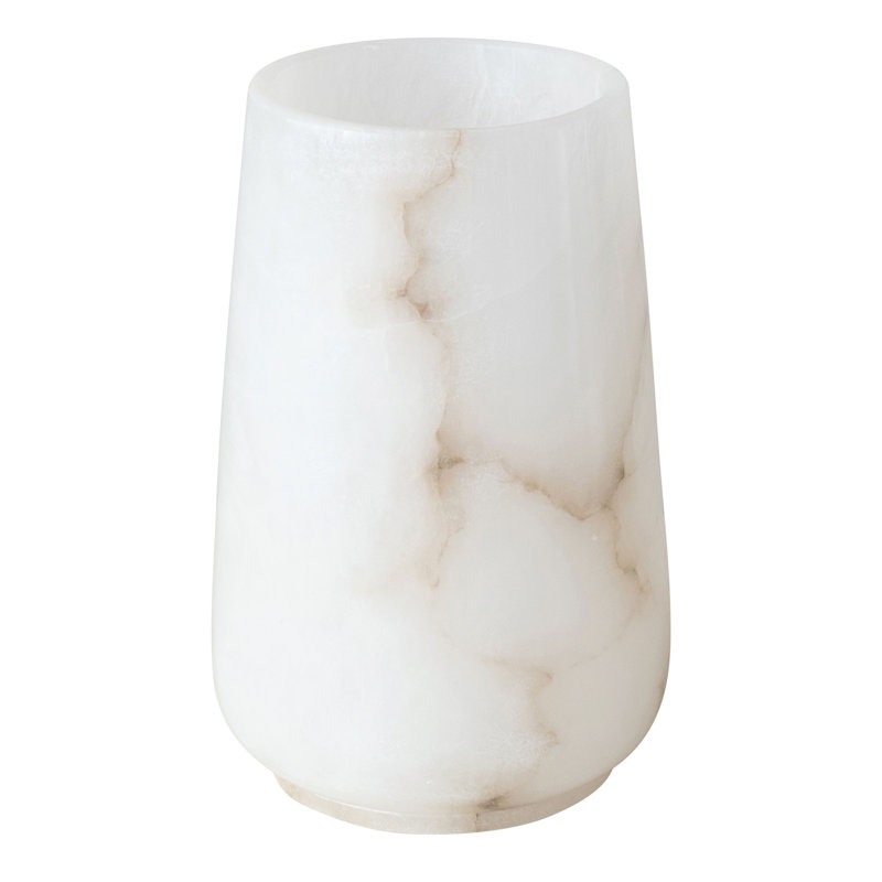 Porte-bougie rond en albâtre, H 10 po x l 6,5 po x P 6,5 po
