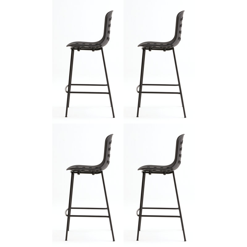Tabouret de comptoir perforé Holi (ensemble de 4), Noir