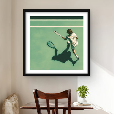Tennis Player  White Sports  Games Framed Matted Print