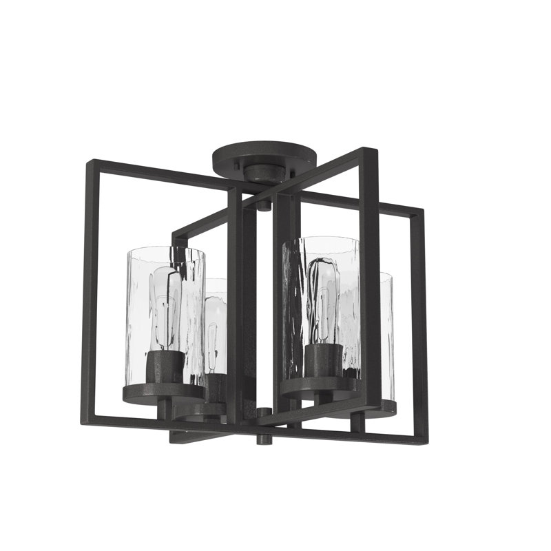 Plafonnier semi-encastré géométrique 17" unique 4 lumières Kuhle