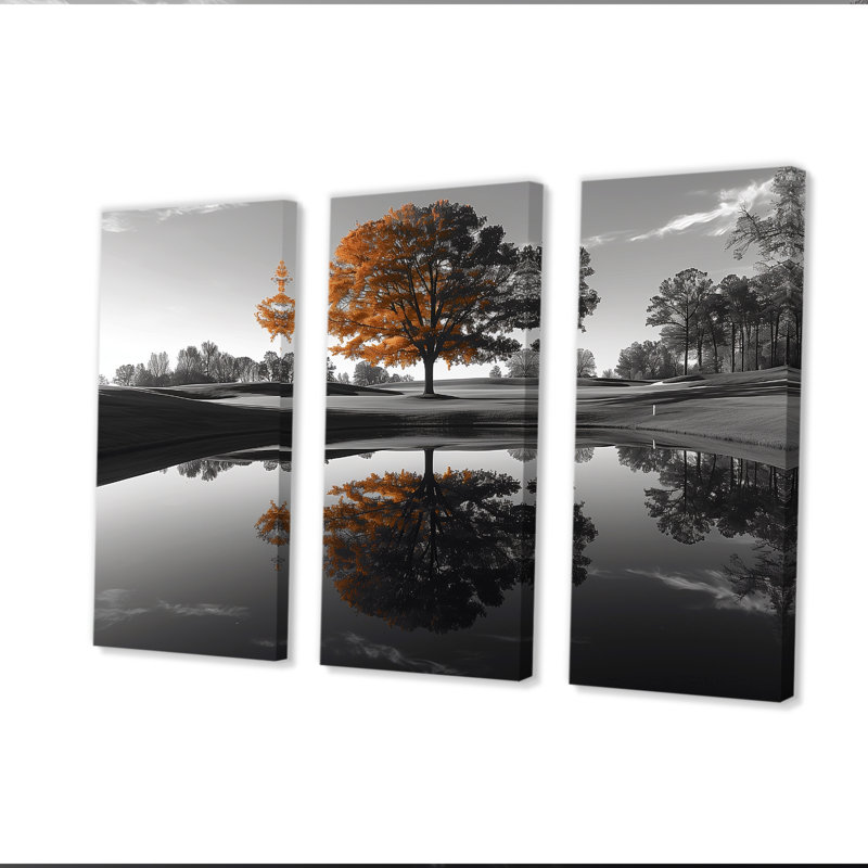 «Elegant Autumn Country Club Tree Escape», ensemble de reproductions d'art mural, Toile tendue, H 40 po x l 60 po x P 1 po