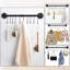 Support mural pour casseroles de 80 cm (31,5 pouces), organisateur d'ustensiles et couvercles amovibles pour la cuisine, avec 14 crochets.