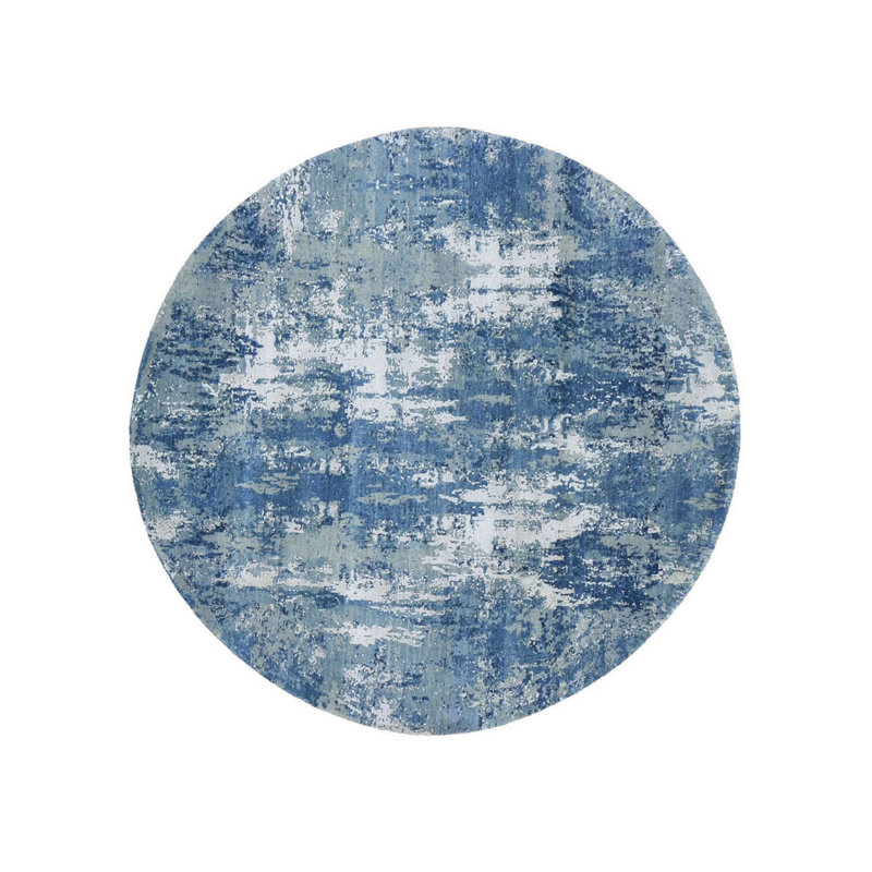 Tapis oriental rond en laine et en soie pure noué à la main 6 pi 2 po x 6 pi 2 po F3FB060C9255486C8FAF58401F47B04A