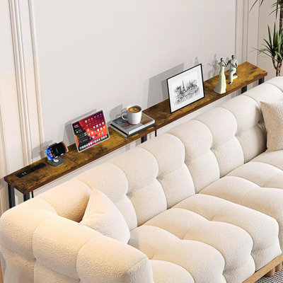 70-Inch Sofa Table With Built-In Power Strip - 2 AC Outlets & 2 USB Ports, Long Console Table With Metal Frame, Easy Assembly For Behind Couch, Living Room, Or Home Office