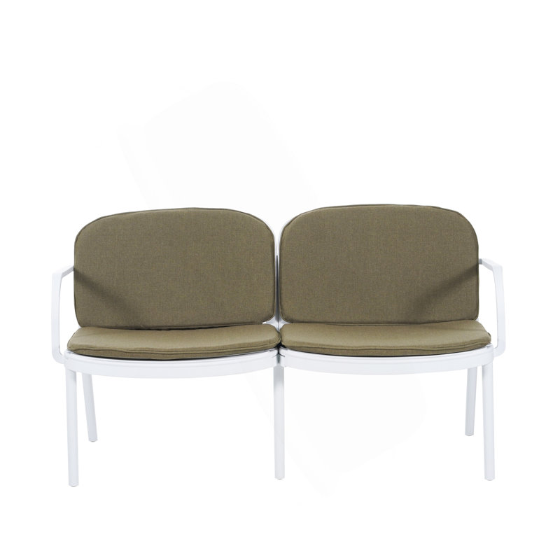 Causeuse d'extérieur en PP Luna, structure avec coussin Luna, Vert, Blanc