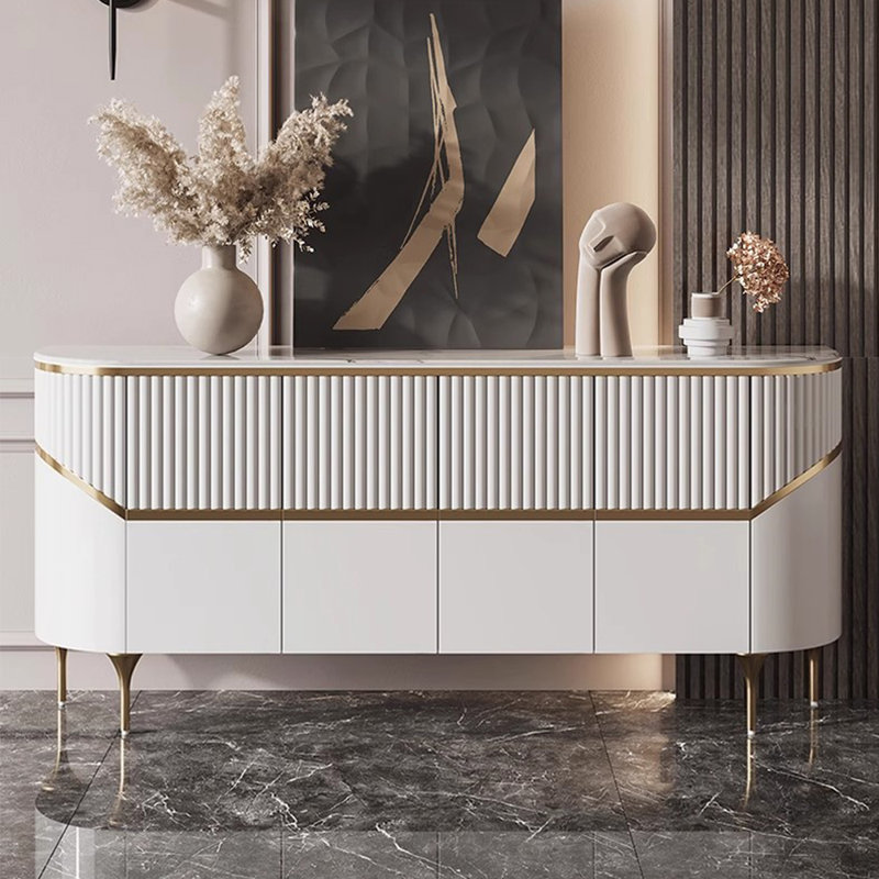 Buffet minimaliste moderne et luxueux, H 35,43 po x l 78,74 po x P 15,75 po, Blanc