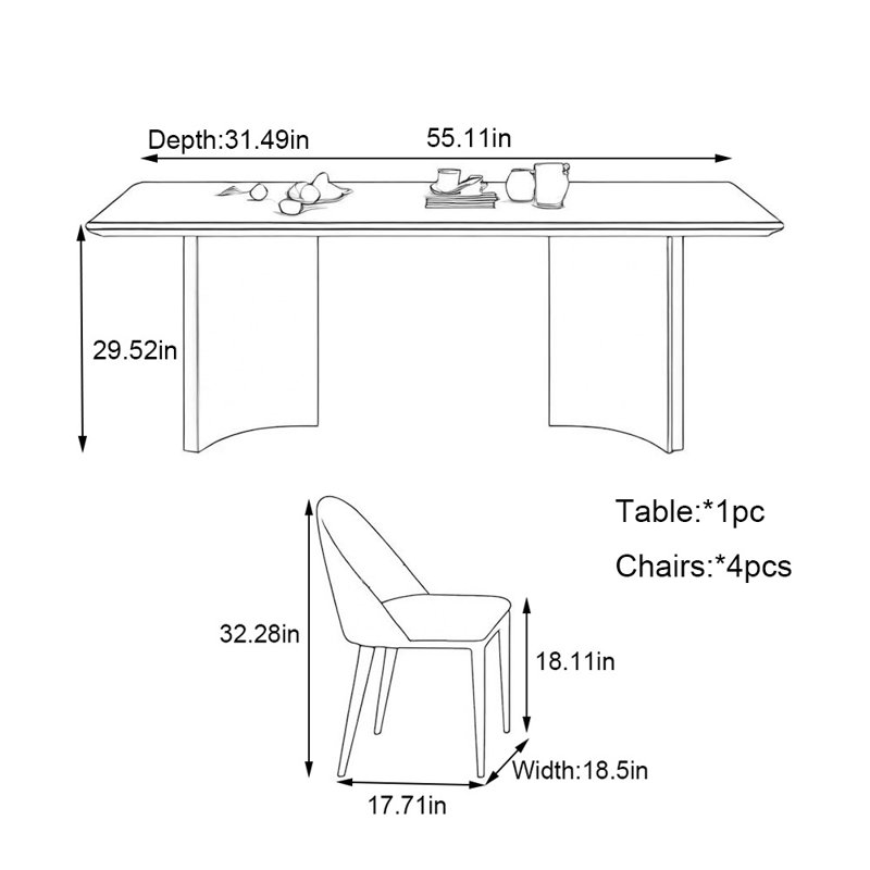 Table de salle à manger rectangulaire Rock Rock, H 29,52 po x L 55,11 po x l 31,49 po
