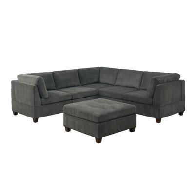 6 Piece Chenille Modular Sectional Sofa