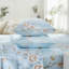Ensemble de draps-housse 100% coton égyptien, ensemble de literie 4 pièces à densité de tissage 800 fils et aquarelle en bleu clair, pour chambre d'amis toutes saisons-128817897