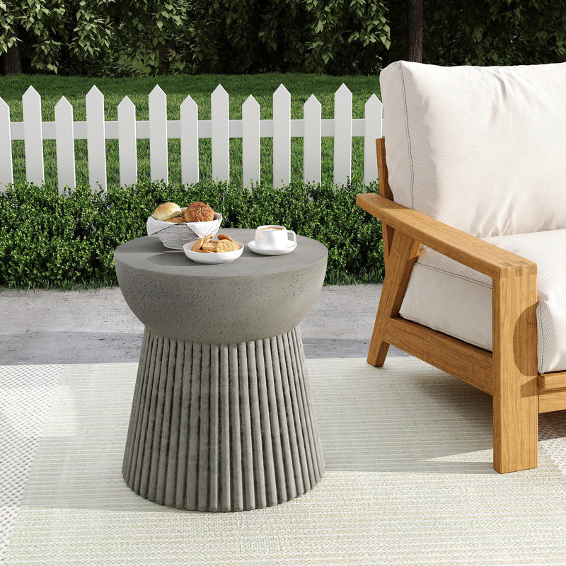 Table d'appoint d'extérieur en béton léger, finition béton_N773P254300G, Gris clair