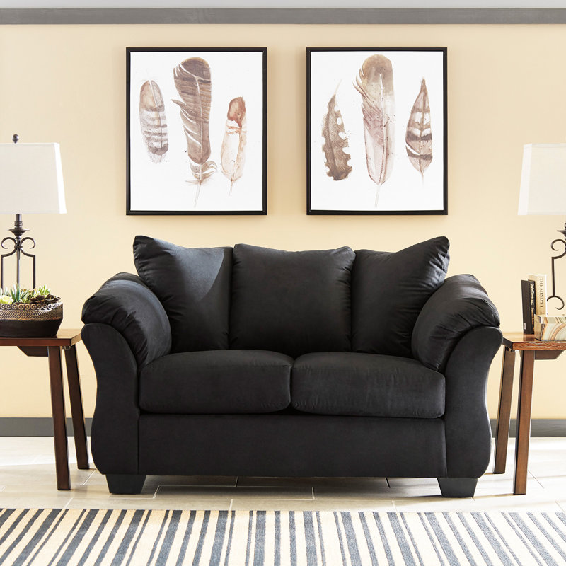 Darcy Pillow Top Arm Sofa, Black, 37" H x 67" W x 39" D