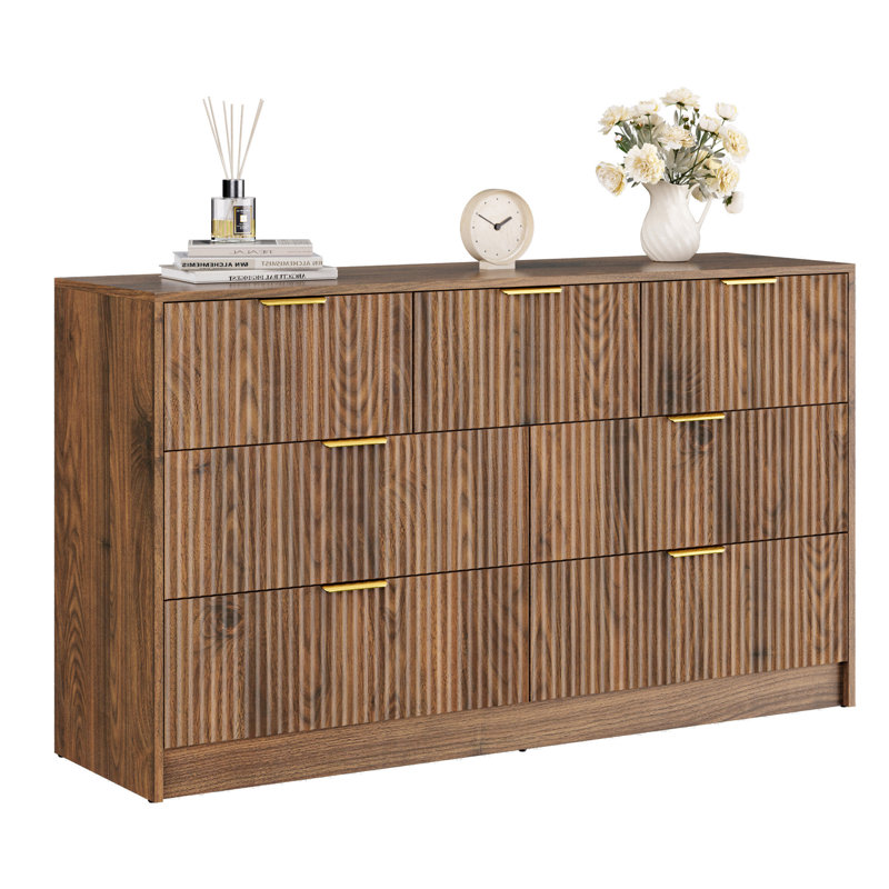 Modern Fluted 7-Drawer Dresser, 55" Wide Bedroom Chest