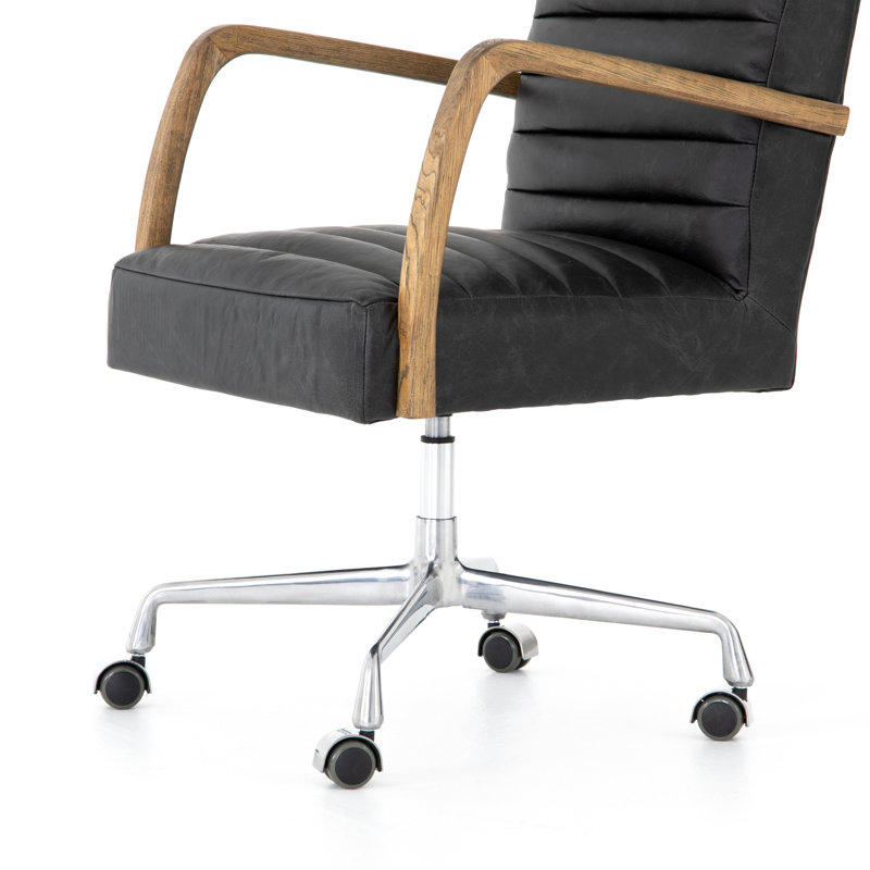 Bryson Leather Swivel Executive Chair, Smoky Black