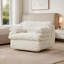 Siège d'appoint simple à accoudoirs pivotants à compression complète en velours côtelé blanc de luxe classique