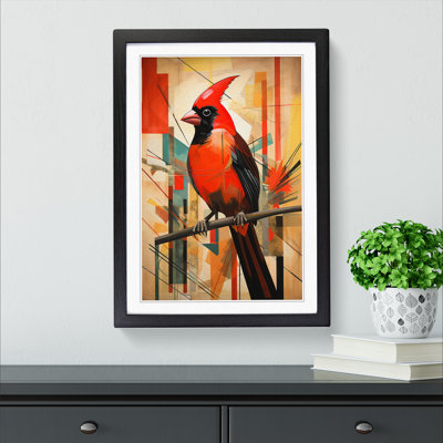 Cardinal Bird Constructivism - Framed Print