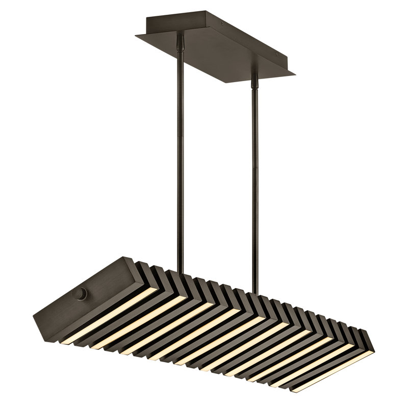 1 - Light Kitchen Island Rectangle Chandelier, Painted Black Oxide