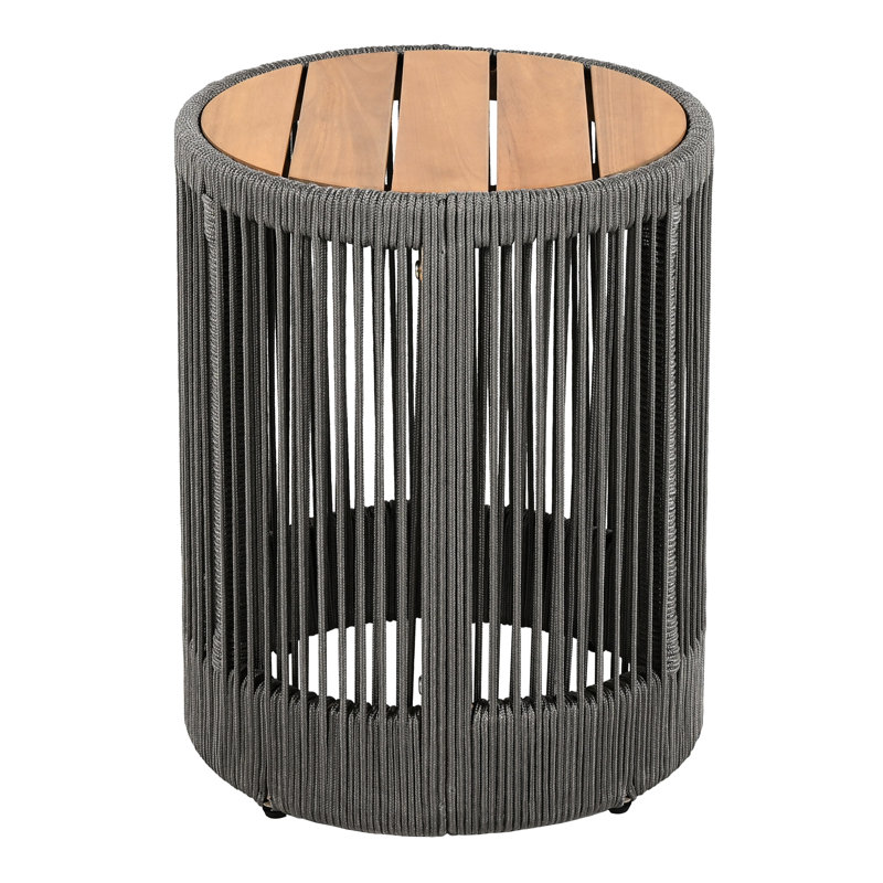 Outdoor Patio Lounge Chairs With Adjustable , Grey Rope, And Beige Cushions, All - Weather Low Maintenance : Chaise Compact Woven Side Table, Solution