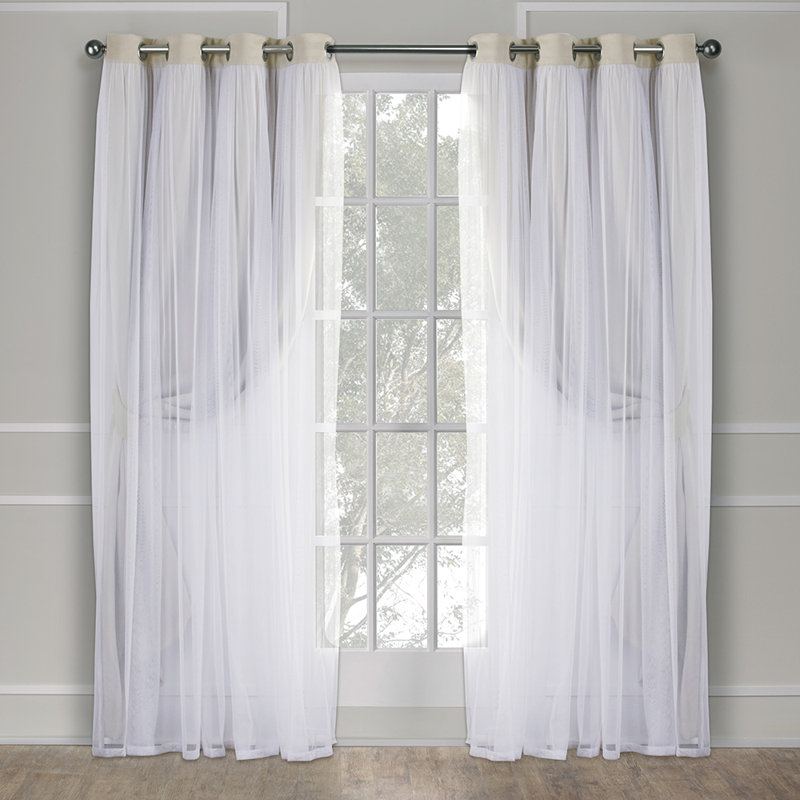 Nunley Layered Solid Color Room Darkening Thermal Grommet Curtain Panels, 52" W x 84" L, Black Pearl