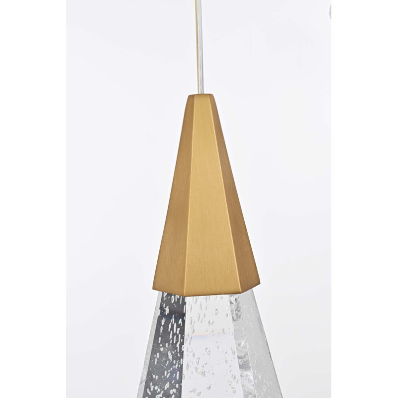 Luminaire suspendu en cristal 5 pouces Forrester, Or satiné
