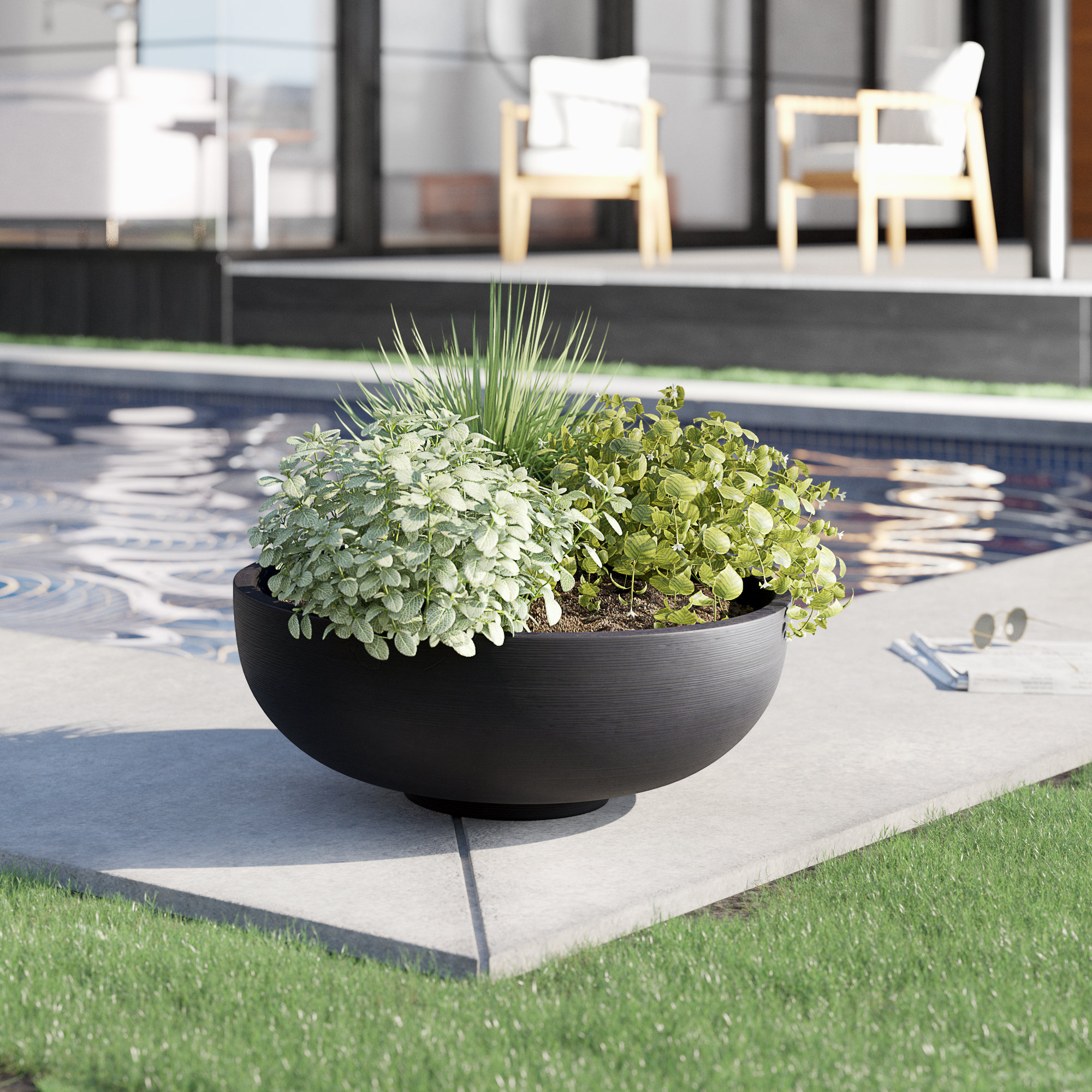 Crescent Garden Orinoco Double Walled Plastic Planter Bowl & Reviews ...