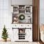 Armoire bar 72 po avec porte de grange coulissante, tiroirs, porte-bouteilles et porte-verres, style rustique
