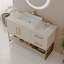 Meuble-lavabo moderne 47,2 po avec lavabo vasque en céramique, armoire autoportante dorée