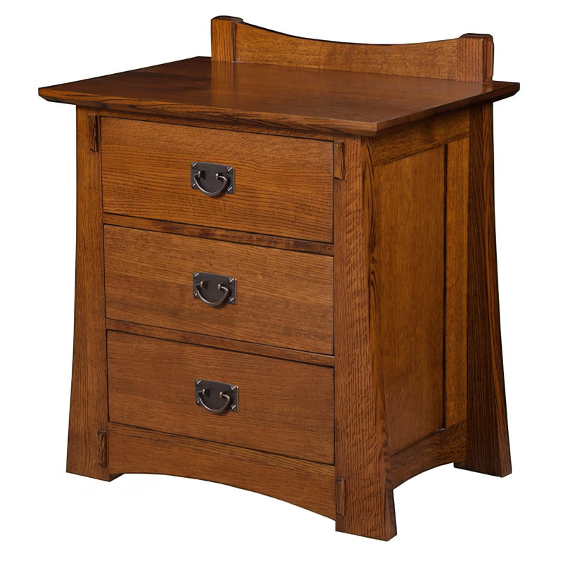 Solid American Oak Nightstand - 3 Drawer