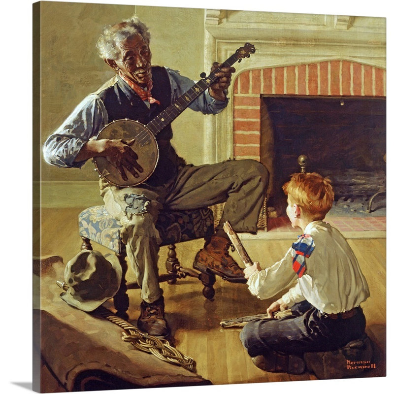 Norman Rockwell, le joueur de banjo, art mural sur toile, Toile tendue, H 30 po x l 30 po x P 1,25 po