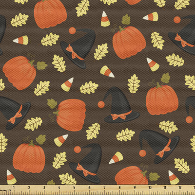 Aubrielle Pumpkin Fallen Yellow Leaves Printed Fabric