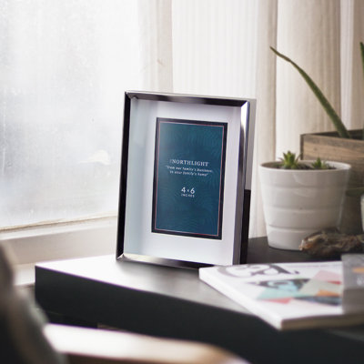 Contemporary Rectangular Photo Picture Frame - Silver and Clear